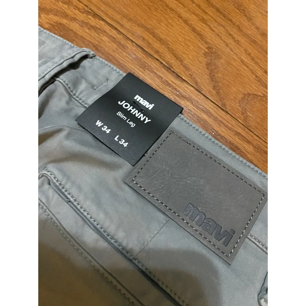 -NWT Mavi JOHNNY Slim Leg Men's Pants Shark Skin Twill Sz 34x34 Gray New! $108